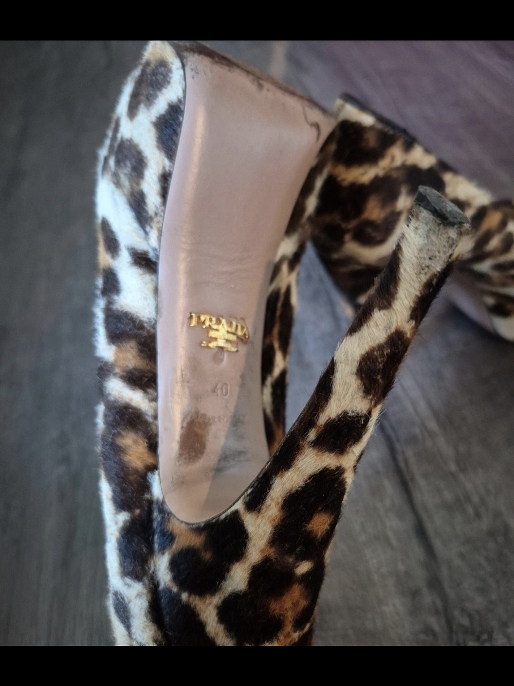 Prada Vintage Leopard Print Platform Stiletto Made In Italy-Size 40. US Size 9.5 - Picture 8 of 11